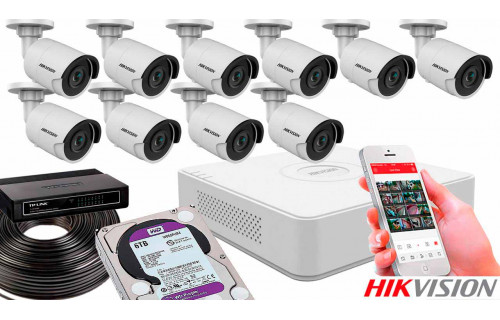 Комплект видеонаблюдения на 10 камер для улицы 8mp IP